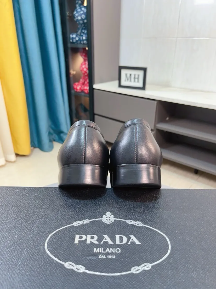 Men's shoes 💰540🌹🌹【PRADA Leather Shoes】Top purchasing agency Original imported Italian custom-made open-edge beaded cowhide leather surface, fully imported water-dyed breathable cowhide lining, original factory special molded sole super comfortable, size: 38-44